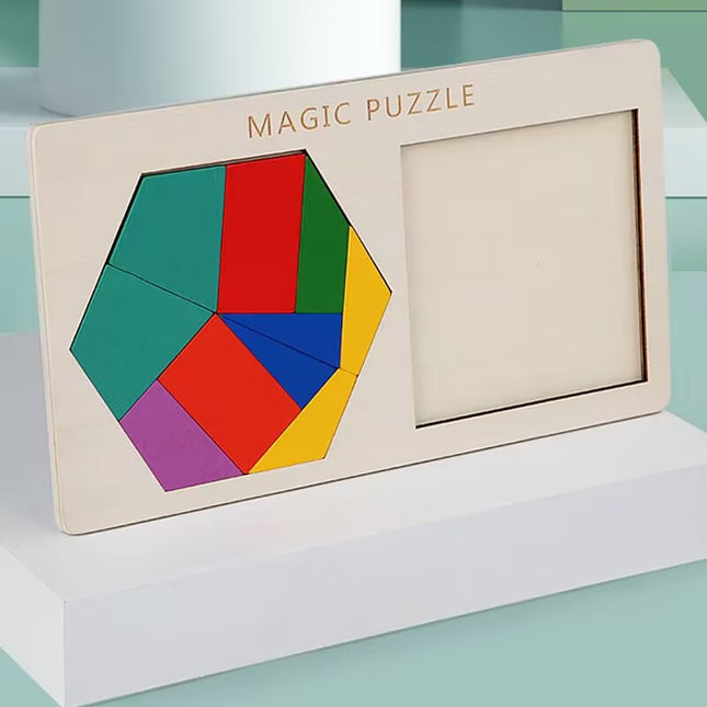 Wooden hexagon intelligence geometric puzzle cellular jigsaw puzzle honeycomb puzzle kindergarten baby toy