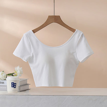 Wearing-Free Bra Large U-Round Tie Chest Pad One-Piece Solid Color Slim-Looking Hot Hot Hot Spice Girl 2025 New Popular Top