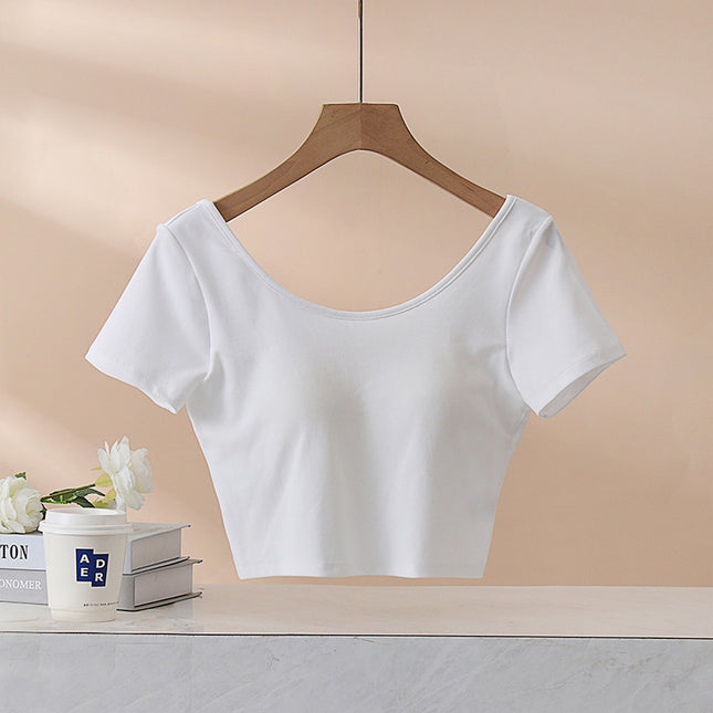 Wearing-Free Bra Large U-Round Tie Chest Pad One-Piece Solid Color Slim-Looking Hot Hot Hot Spice Girl 2025 New Popular Top