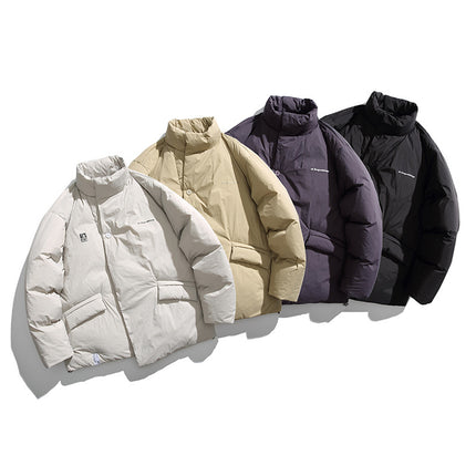 Winter new Japanese family couple neutral crumpled letters loose windproof cold-resistant trendy down jacket