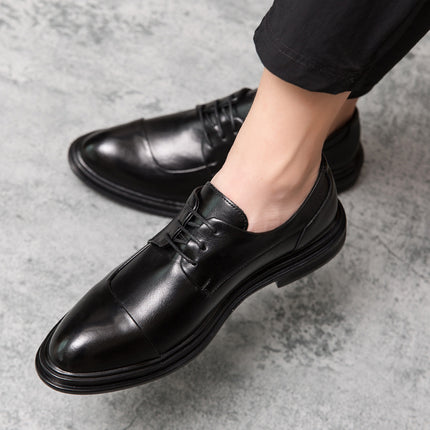 Leather Shoes for Young Men, Korean Style British Trendy Shoes, Casual Business Formal Leather Shoes, Size 45 Men's Suit Wedding Shoes