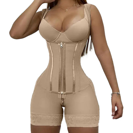 Cross-Border European and American Style 13-Bone Tummy Control Shapewear Bodysuit with Zipper and Hook-And-Eye Closure, Butt-Lifting, Bust-Enhancing, Tight-Fitting Waist-Cinching Corset