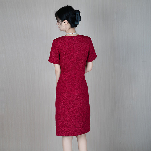 Dz24-116/Light Luxury Jacquard Design 2024 New Summer Style Chic Slimming Look Banquet Classy Dress