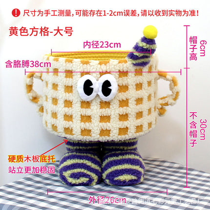 Cartoon Bigfoot Little Monster Storage Basket for Miscellaneous Snacks Large Dopamine Lamb Velvet Cute Storage Basket