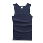 Square Collar Cotton Vest) dark blue / M