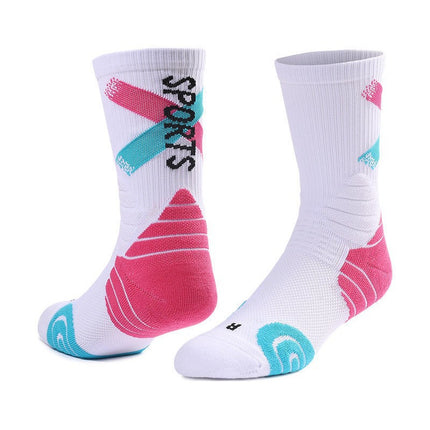 Summer Practical Professional Basketball Socks Towel Bottom Mid-tube Socks Badminton Socks Sweat Absorbing Running Training Sports Socks Men