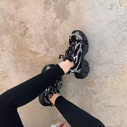 2026 Spring and Summer Dad Shoes for Men and Women, Breathable, Versatile, Distressed, Thick-Soled, Height-Increasing, Casual Couple Sneakers
