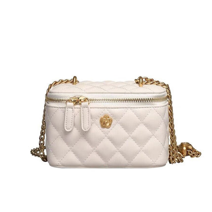 New Textured Box Bag Niche Fashion Lipstick Bag Versatile Small Fragrant Style Rhombus Chain Shoulder Crossbody Bag for Women