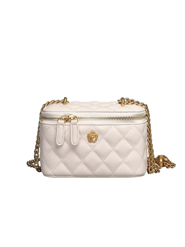 New Textured Box Bag Niche Fashion Lipstick Bag Versatile Small Fragrant Style Rhombus Chain Shoulder Crossbody Bag for Women