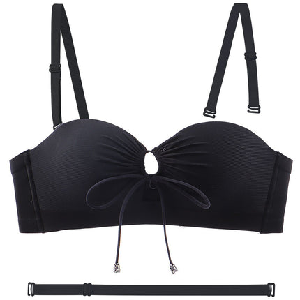 2023 strapless non-slip latex underwear live broadcast delivery halter invisible push up small chest Palm bra foreign trade