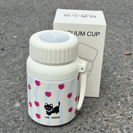 Cartoon cute high-value large-capacity new thermos stainless steel outdoor sports portable rope coffee cup