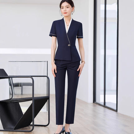 High-end business attire suit female summer management work clothes jewelry shop beauty salon hotel front desk reception work clothes