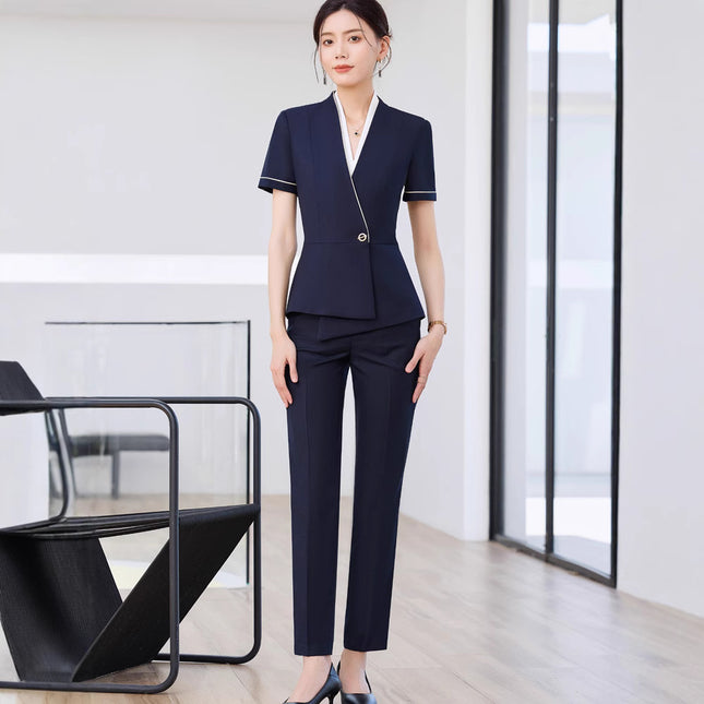 High-end business attire suit female summer management work clothes jewelry shop beauty salon hotel front desk reception work clothes