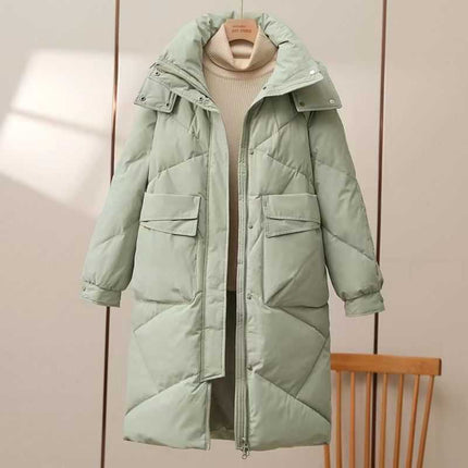 2025 New Mid-Length Green down Cotton Outwear for Women, Loose Cotton Outwear, Winter Thickeneded Warm Large Size Cotton Jacket