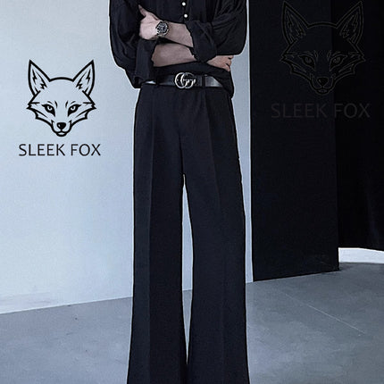 Summer Ice Silk Thin Casual Flared Dress Pants for Men, High-End Drape Business Stylish Floor-Length Breathable Suit Trousers