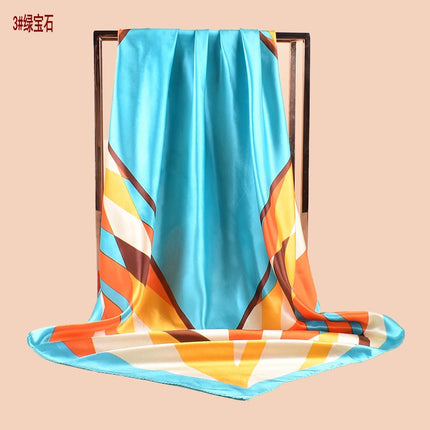 2024 New European and American Light Luxury Geometric Printed Scarf Sunscreen High-end Imitation Silk Scarf 90 Sade Large Square Scarf Batch