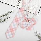 Jk028 light orange plaid (tie + collar flower)