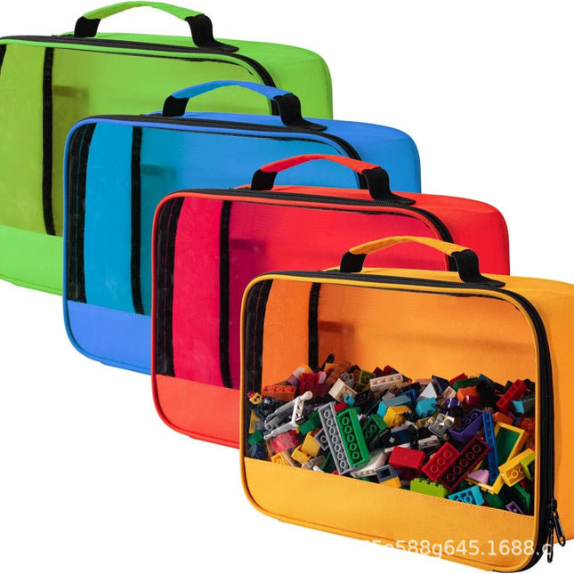 Amazon Pvc Toiletries and Clothing Storage Bag, Building Block Puzzle Colorful Storage Bag, Children's Toy Storage Organizer