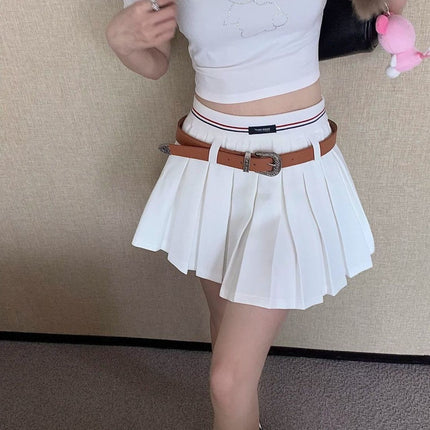 College Style Pleated Skirt Women's Autumn and Summer Sexy White Slim High-Waisted A-Line Skirt Petite Short Skirt Ins
