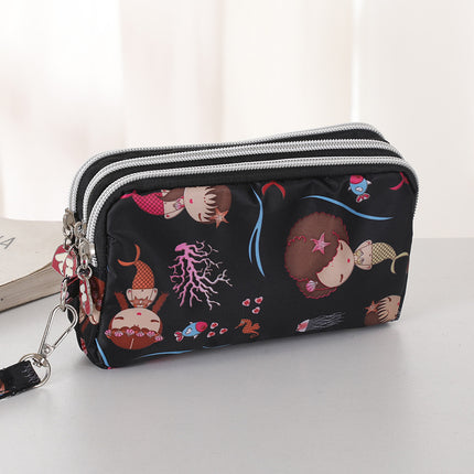 Mobile phone coin purse hand-held mini canvas bag women's bag Oxford cloth cartoon fabric bag wholesale