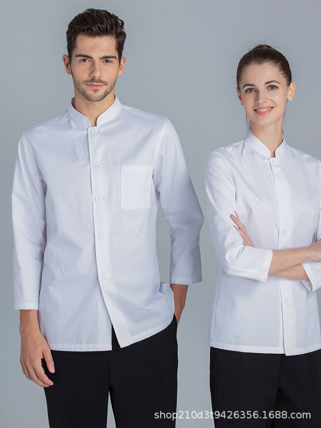 Teshemei Chef Uniform Men's Long-Sleeved Autumn Clothing Hotel Western Restaurant Kitchen Back Kitchen Manufacturer Wholesale Short-Sleeved