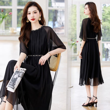 Spring and Summer New Style Elegant Silk Dress High-End Light Luxury Mulberry Silk Dress Light Luxury Style Dress