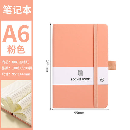 Portable Small Notebook A6A5 Wholesale Multi-Color Elastic Straps Skin-Feel Leather Notebook Imitation Leather Cross-Border Supply Ready Stock