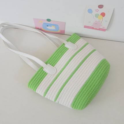New Versatile Shoulder Bag Large Capacity Woven Bag Women's Seaside Vacation Beach Bag Straw Bag Cotton Thread Tote Bag