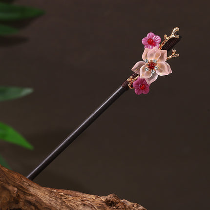 Antique Hairpin Tassel Step Wooden Hairpin Imitation Ebony Headwear Disc Hair Han Clothes Accessories Hair-pulled Ancient Clothes Hair Women