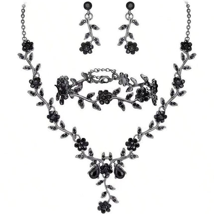 New Cross-Border Wholesale Bridal Rhinestone Water Drop Necklace and Earrings Jewelry Set for Women's Evening Dress Accessories