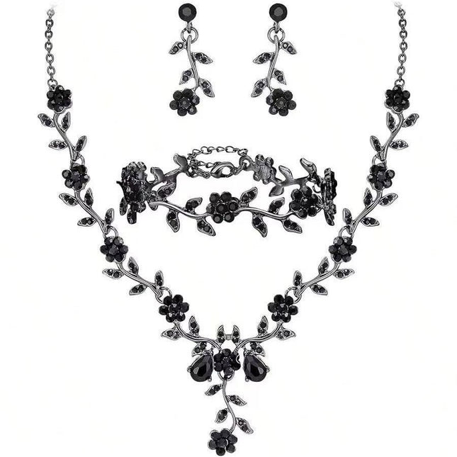 New Cross-Border Wholesale Bridal Rhinestone Water Drop Necklace and Earrings Jewelry Set for Women's Evening Dress Accessories