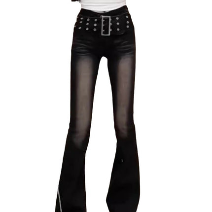 Black Grey Micro-lafayette Jeans Women's Trendy All-match New High Waist Slimming Hip-lifting Belly-tucker Slim-fit Horseshoe Long Pants
