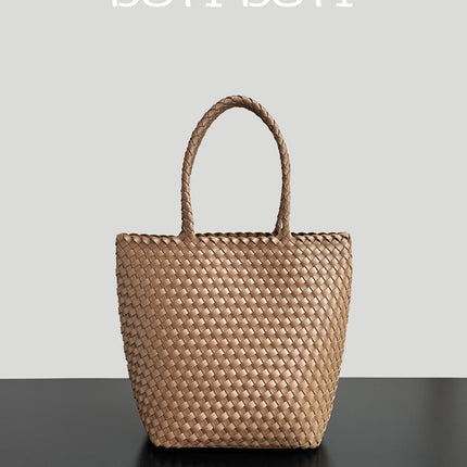 Hand-Woven Shoulder Bag Large Bag Women's Large Capacity Tote Bag Summer Portable Vegetable Basket Bag Holiday Beach Bag