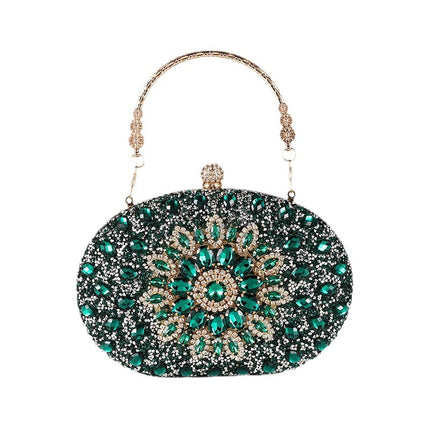 Cross-border Fashion Diamond-encrusted Sunflower Bag Dinner Portable Oval Bag Shiny Rhinestone Gift Bag