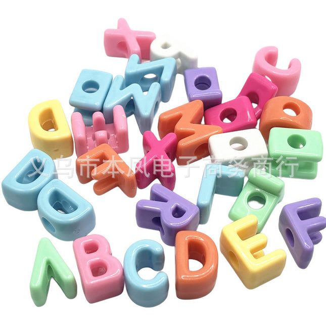 Acrylic Solid Color Shoe Buckle DIY Large Hole Letter Beads String Loose Bead Pen Car Pendant Mobile Phone Chain Bag Chain Jewelry Accessories