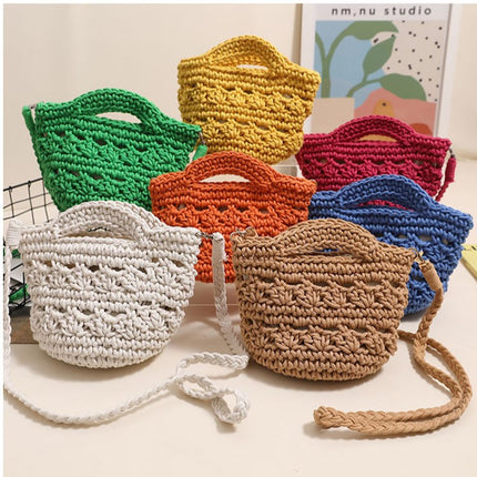 Cute Crossbody Cotton Woven Bag New Mobile Phone Bag Hollow Hand Straw Woven Bag Holiday Beach Bag All-match Women's Bag