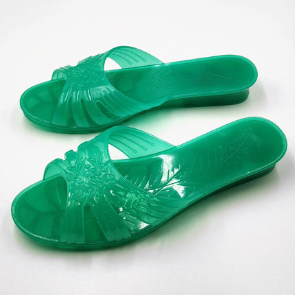 Pearl River Chrysanthemum Women's Summer Jelly Bath Plastic Transparent Mother Going Out Non-Slip One Crystal Alliance Slippers