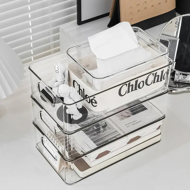 Desktop Storage Box Dormitory Cosmetics Transparent Basket Acrylic Drawer Mask Organizer Box Snack Sundry Storage Rack