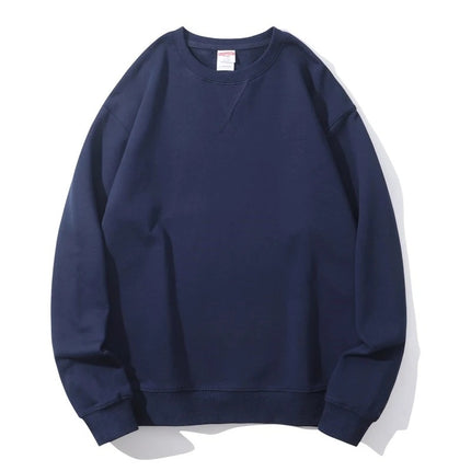 Men's Autumn AG380 g Cotton Heavy Loop Crewneck Men's Sweater Inverted Triangle Solid Color Printed Men's Fashion Brand