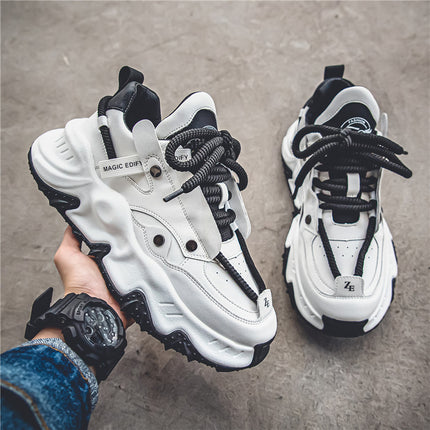 Men's Spring niche fashion sneaker running shoes popcorn casual sneakers men's shoes thick sole height increasing daddy shoes
