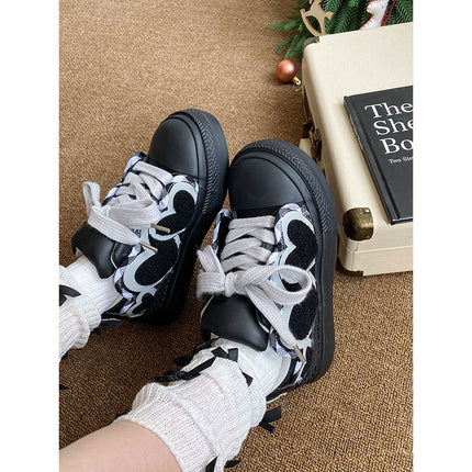2025 New Spring Thick-soled Height-increasing Casual Shoes College Style Board Shoes High-grade Love Personality INS Shoes