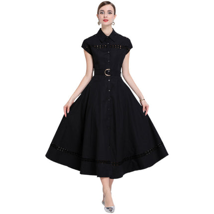 Real Shot of Elegant Style Long Skirt 2025 New Style Cut Out Lace-Up Slim Fit High-End Dress for Women with Belt