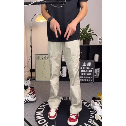 American-style Machete Cutting Crock Pants Boys Autumn Fashion Brand Loose creamy-white Pants High-grade Casual Straight Pants