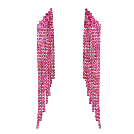 Fashion Versatile Long Tassel Earrings for Women, Super Shiny Full Diamond Niche Style, High-End Luxury Party Earrings, Exquisite
