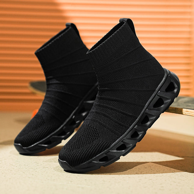 sneaker men's high-top socks cross-border plus size high elastic woven mesh shoes men's shoes sneakers