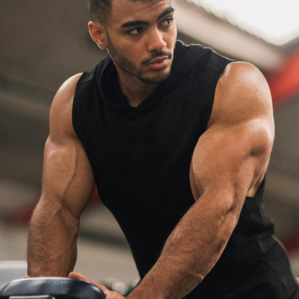 Cross-border European and American size in stock compression quick-drying breathable lightweight sweat-absorbent training fitness tight sports hooded vest