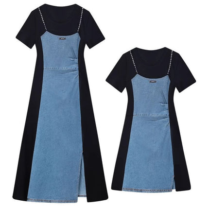 plus size Vintage Denim dress Women's Summer Skirt Casual Slim Fit Two-piece dress