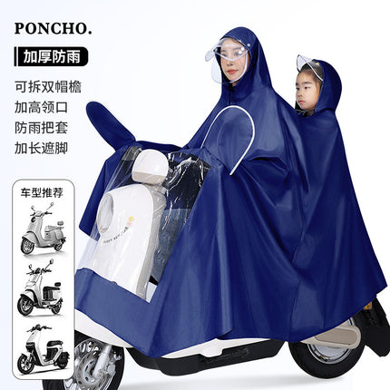Raincoat for Electric Vehicles and Motorcycles, Adult Double or Single Raincoat with Double Brim, Enlarged and Thickened Riding Raincoat