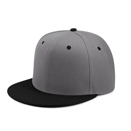 Cross-Border Color-Blocked American-Style Six-Panel Flat-Brim Hip-Hop Hat for Men and Women, Solid Color Plain Flat-Brim Hip-Hop Baseball Cap, Unisex