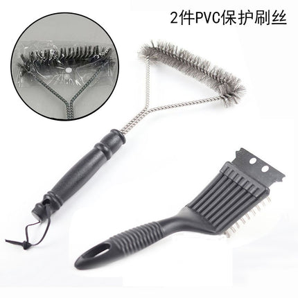 Cross-Border Stainless Steel Wire Barbecue Brush Outdoor Bbq Cleaning Grill Brush Barbecue Grill Grill Cleaning Brush Bird Cage Brush